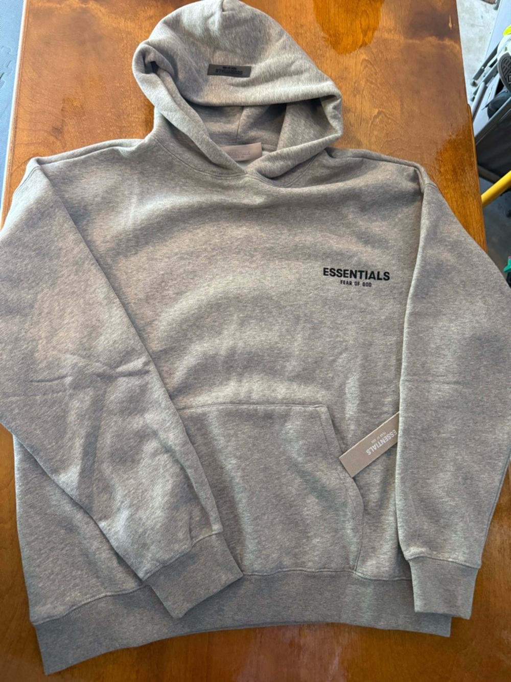 Essentials Fear of God Men's Gray/Tan Pullover Hoodie - size Large